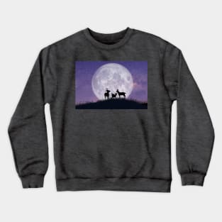 Deer Family on a Moonlit Night Crewneck Sweatshirt